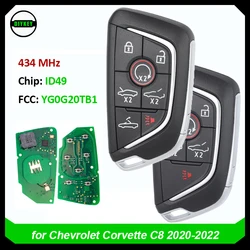 DIYKEY obudowa inteligentnego pilot z kluczykiem samochodowym 434MHz ID49 7 przycisk dla Chevrolet Corvette C8 2020 2021 2022 P/N: 13538852, YG0G20TB1