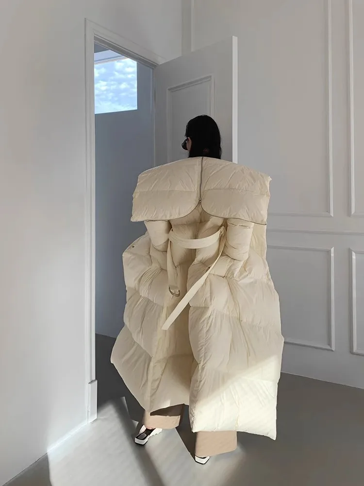 Inverno novo longo ultra thi branco ganso para baixo casaco feminino na altura do joelho awl quente commuter sle versão coreana corte reto