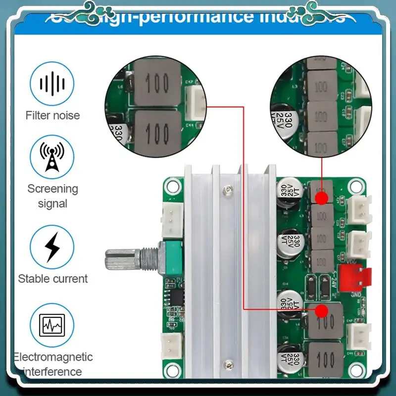 Easy To Use Digital Audio Power Amplifier Board 2.1 Channel 2X50W&100W 12V-24V Home Theater DIY Amplifier Module With Bass Andtr