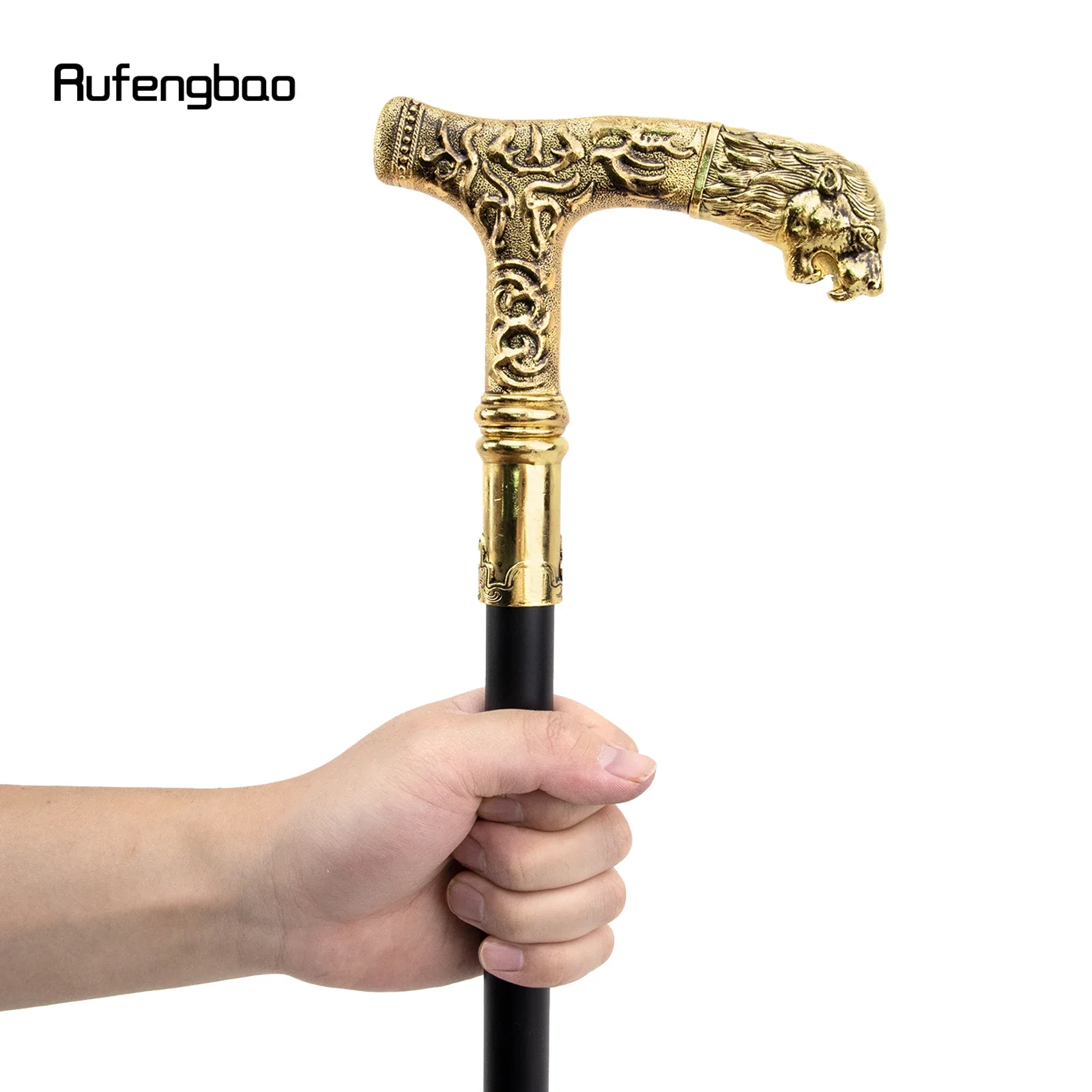 Golden Lion Handle Luxury Pattern Walking Stick Party Fashion Elegant Walking Stick Decorative Cospaly Cane Knob Crosier 90cm