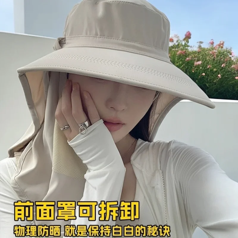 تنفس قناع الوجه حماية الرقبة المتكاملة قبعة الشمس المرأة قبعة صيفية 2025 قبعة واقية من الشمس حماية من الأشعة فوق البنفسجية في الهواء الطلق قبعة الشمس 2