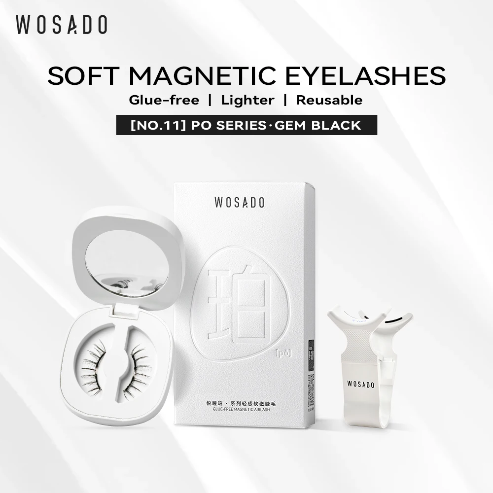 WOSADO Magnetic Lashes No.11 GEM BLACK Professional Premium Reusable Safe Dupont 3D Patented False Eyelashes Korean K-pop Sweeth