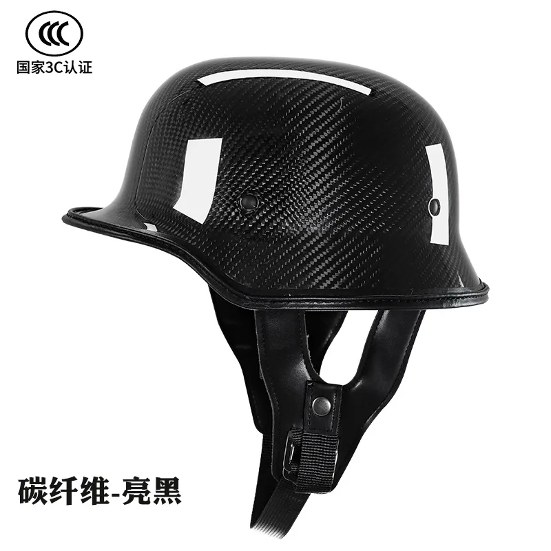 Carbon Fiber Vintage Ladle Helmet DOT Certified Motorcycle Helmet Cruise Motorcycle German Soldier Helmet Half Helmet