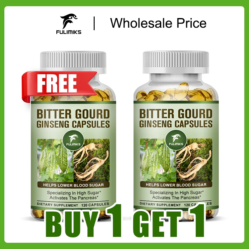 ¡Compre 1 y obtenga 1 gratis! Suplemento puro de calabaza amarga y ginseng, para azúcar en sangre natural y energía, ayuda al metabolismo y alivio del estrés