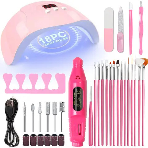 Kit de lampe UV LED pour manucure, lampe UV et perceuse à ongles 20000 tr/min, kit d'outils pour enlever les peaux mortes, kit d'outils de manucure