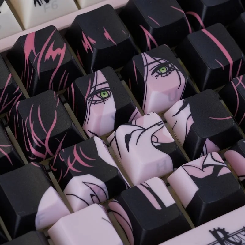 

132 Key Anime Reze Keycaps Double Shot Translucent Keycap Pink for Cherry Mx Wooting 60he Magnetic Axis for Mechanical Keyboard