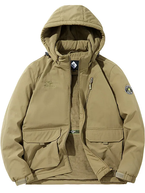 

Men's Workwear Cotton Jaet with kets Fce Lined Autumn Winter Faion Ci Warm Coat Loose Fit Youth Sle