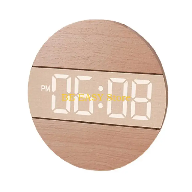 E28F Contemporary Brown Wood Wall Clock, Quiet Movement, for Home or Office Decors Battery Operated Decorative Wall Clocks
