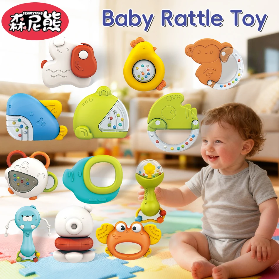 SENNIXIONG الطفل الكرتون حشرجة الموت الأخطبوط كراب Handbell مضغ التسنين مونتيسوري تطوير لعبة حسية للطفل الوليد هدية #1