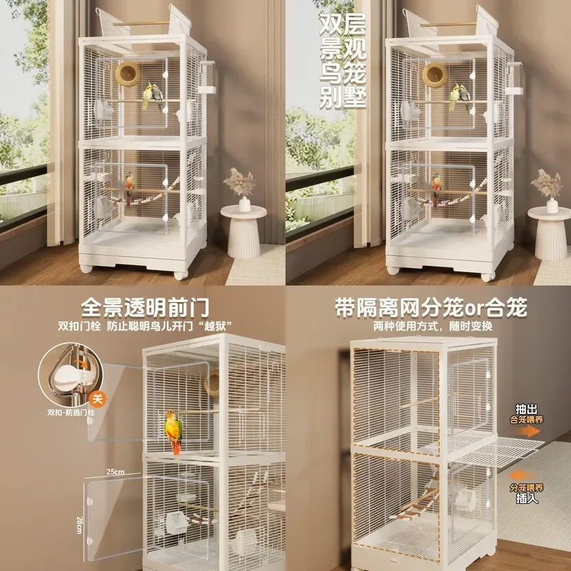 For Small Sun Conure Parrot Bird Cage Stainless Steel Large Villa Style Household Pet Raising Durable Rustproof Spacious