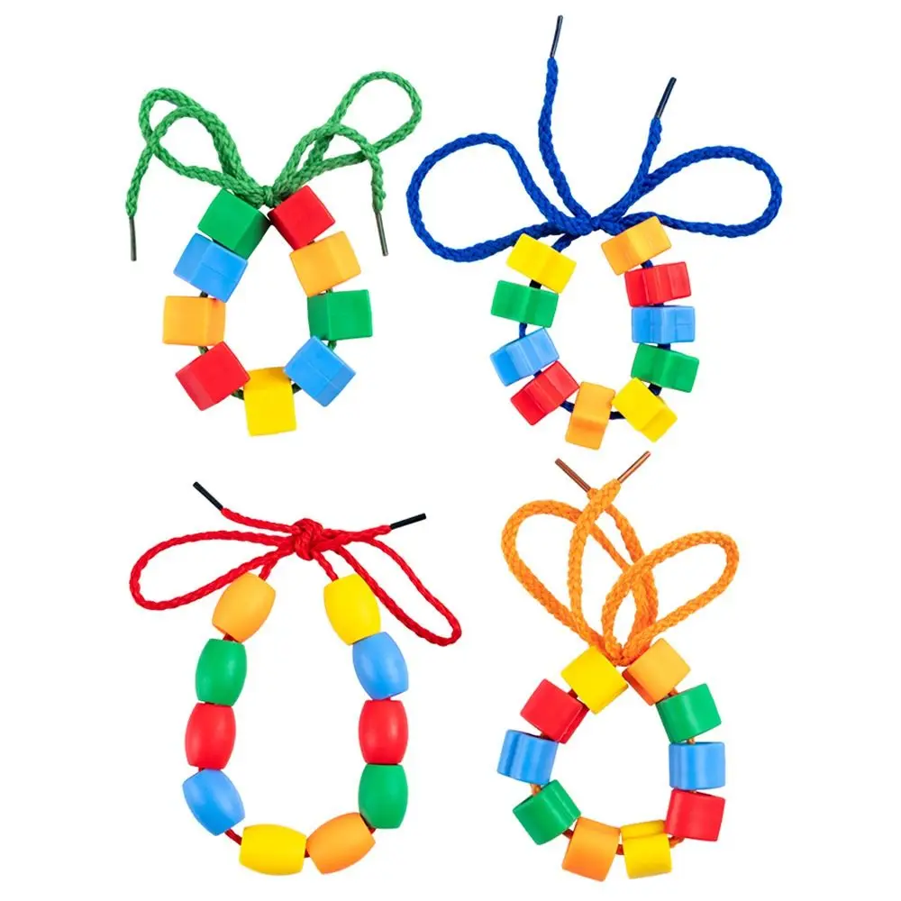 48/100/160PCS Multicolor Montessori Threading Beads Toy Geometry Shape Bracelet Toy DIY Beaded Game Plastic Fine Motor Skills