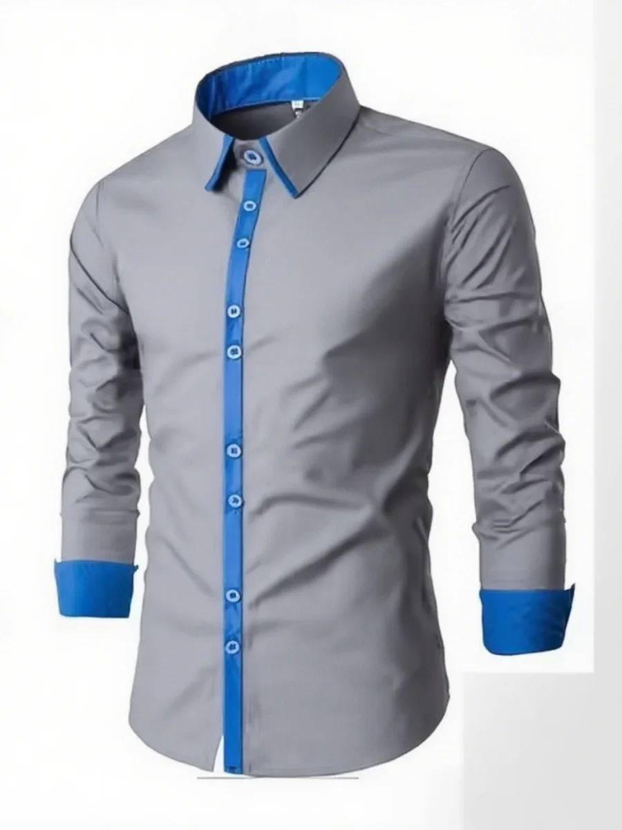

The new multi-color men's long-sleeved double-breasted casual shirt is a fashionable business shirt with comfortable fabric