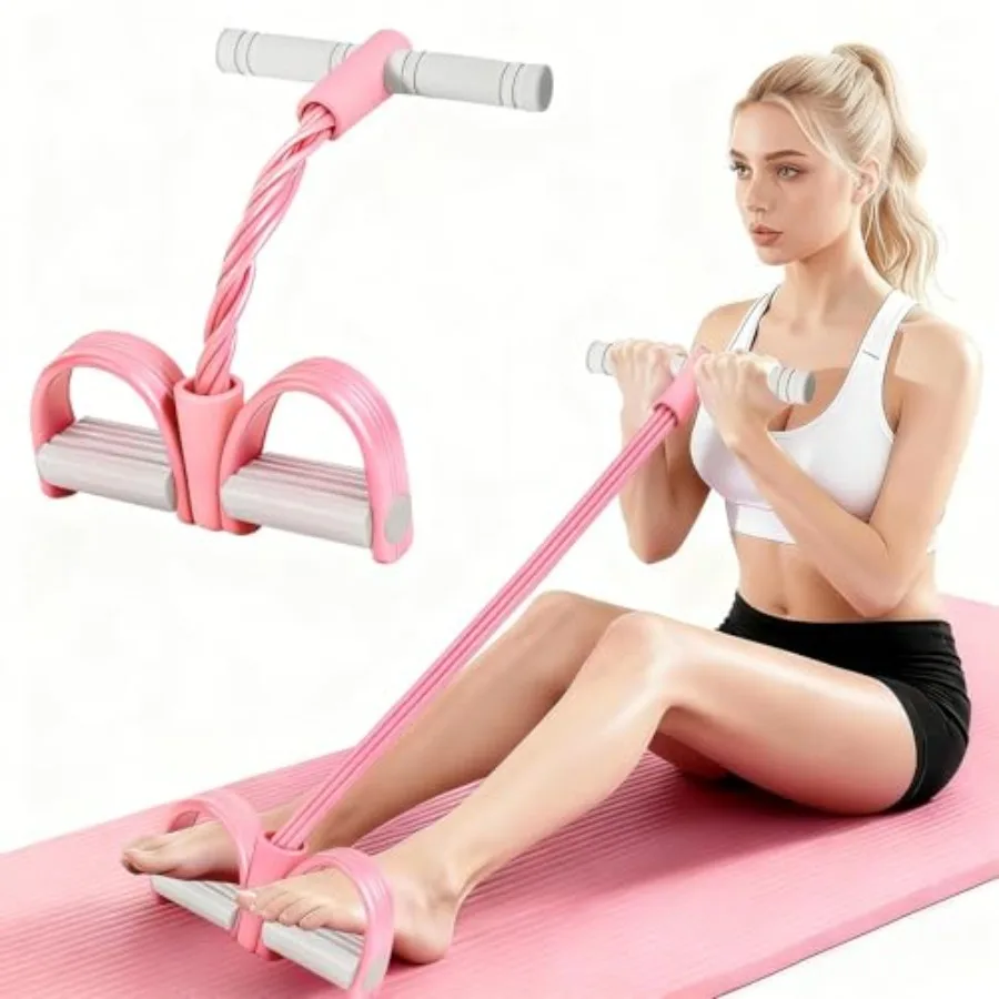 

8-Tubes Pedal Resistance Band with Handle, Multifunction Exercise Rope for Working Out, Feet Pedal Resistance Band for Abdomen,
