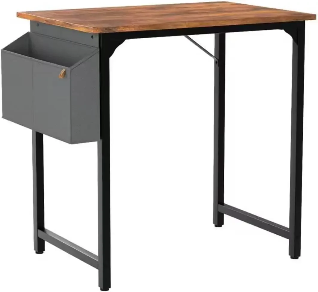 Mesa de computador marrom rústica de 31,5 polegadas com bolsa de armazenamento e gancho LI66399