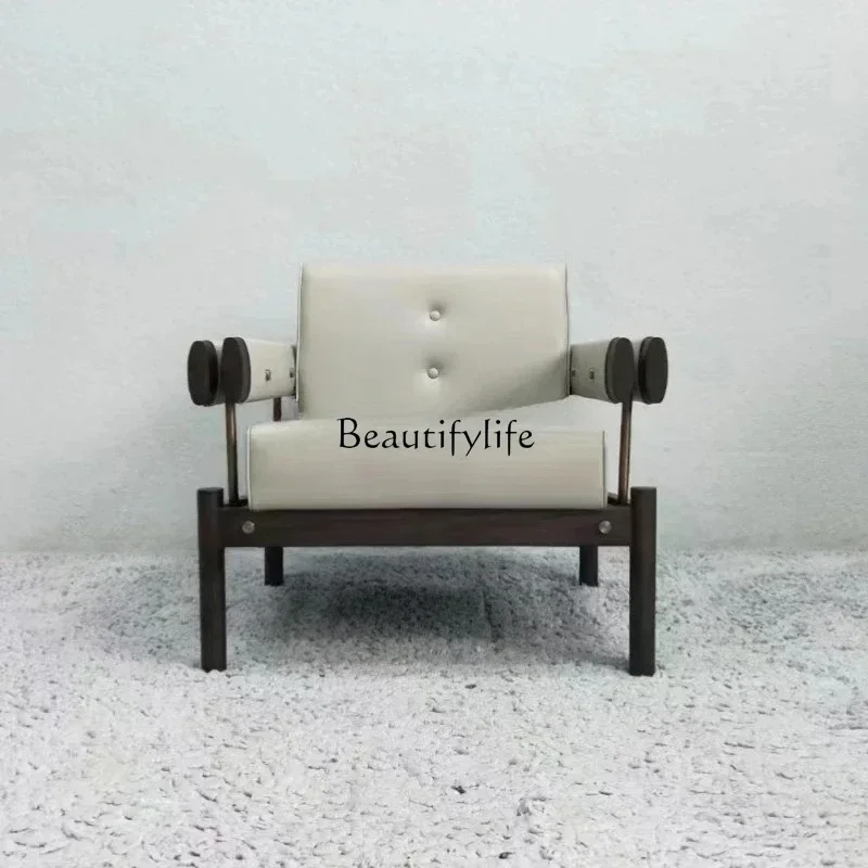 

1 Light luxury special-shaped metal sofa chair solid wood armrest