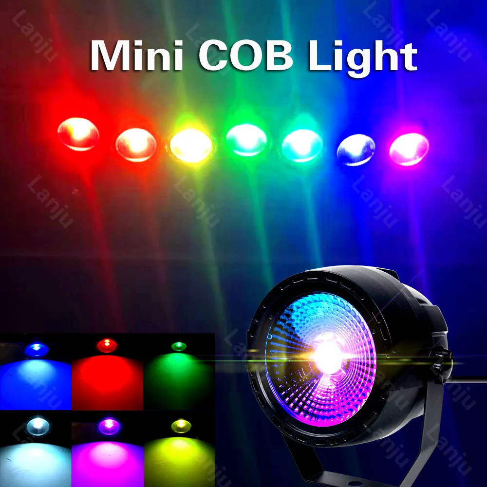 ไฟ LED แบบ PAR Light cob ไฟย้อมสี RGB ควบคุมด้วยเสียงขนาดเล็กไฟเอฟเฟกต์3in1เวที DJ ดิสโก้ปาร์ตี้ล้างผนัง