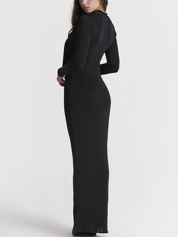 Europese en Amerikaanse dameskleding 2024 herfst en winter nieuw item high-end temperament sexy backless jurk lange rok slank