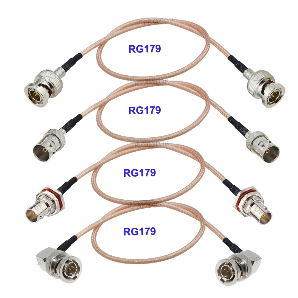 RG179 Pigtail Cable BNC Female Bulkhead Straight to BNC Female 75 Ohm Connector for HD-SDI 3G-SDI Vedio CCTV Camera Camcorder