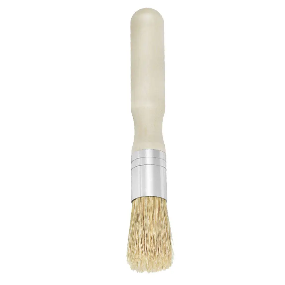 Small Round Stencil Brush Wooden Handle Natural Bristle Hair Painting Tool for Oil Watercolor Acrylic Artists Beginners Outdoor