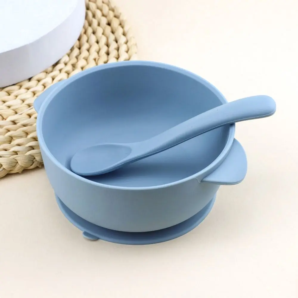 

Bowl Lid Spoon Set Baby Suction Dinner Bowl Durable Waterproof Baby Silicone Suction Plate 400ML Non-Slip Kids Feeding Tableware
