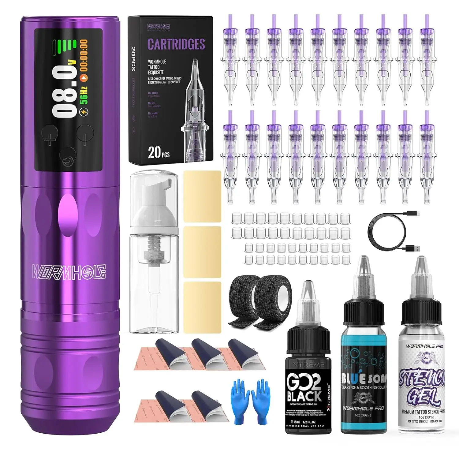 

Беспроводной тату-набор Xtreme с аккумулятором 1800 мАч, блоком питания, 20 картриджными иглами и смарт-ручкой