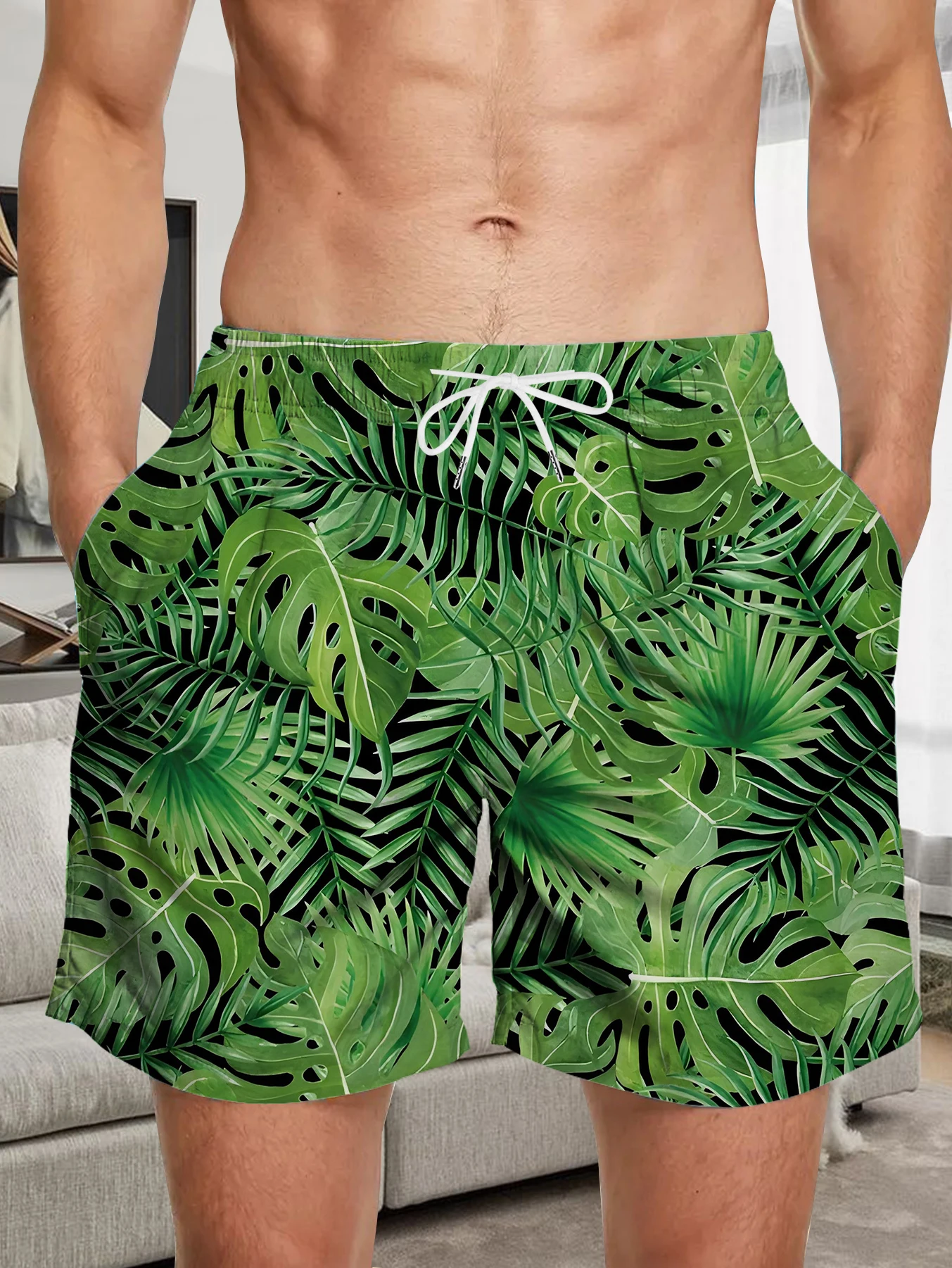 

Streetwear Full Print Digital Shorts Male Elastic Waist Quick Dry Polyester Trunks
