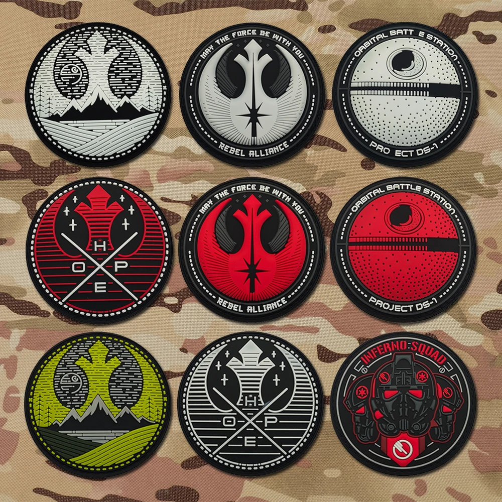 

Galactic Empire Jedi Order Luminous Magic Sticker Soft Glue Space Force Orbital Combat Station Planet Badge for Outdoor Bags
