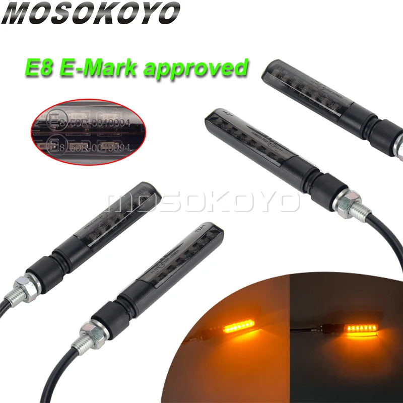 

Universal 8mm Bolt Motorcycle Mini LED Flowing Water Turn Signal Lamp E8 E-Mark Amber Indicator Flashing Blinker Light Custom