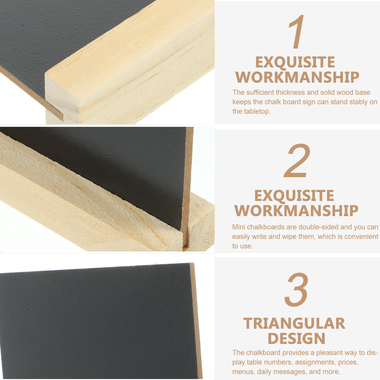 

3Pcs Standing Type Mini Chalkboards Double-Sided Small Blackboards Tabletop Chalkboard Signs Party Table Decoration Message