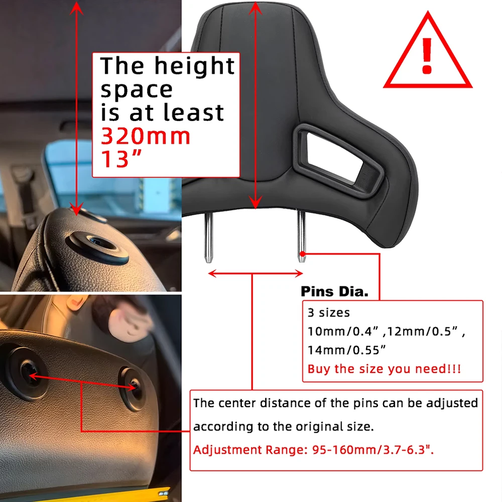 2pcs Sport Car Neck Pillow Universal PVC Leather Headrest Modified Plug&Play Car Racing Headrest Neck Pillow Cushion 10/12/14mm