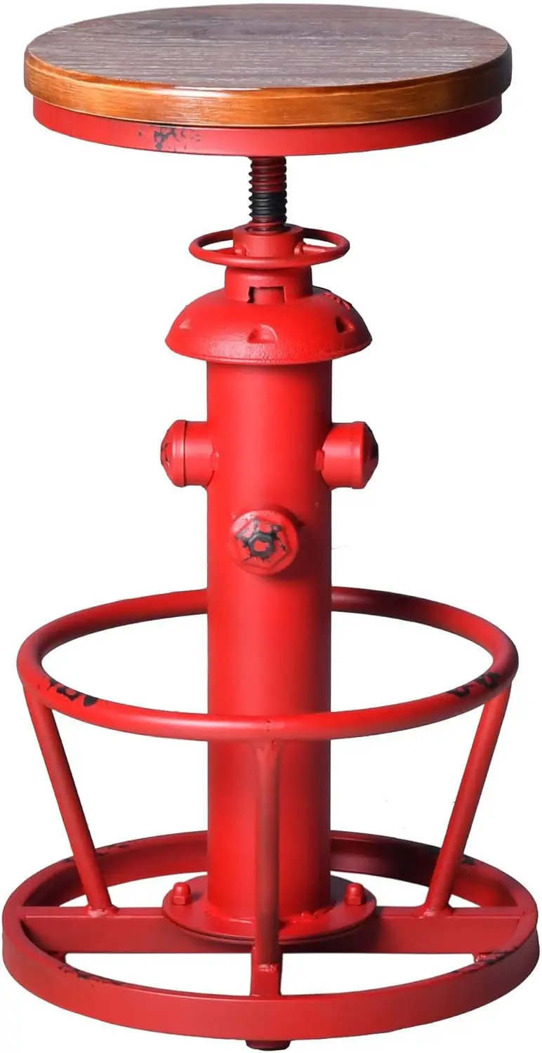 

Antique Industrial Adjustable Height Cafe Coffee Retro Vintage Water Pipe Design Pub Kitchen Bar Stool in Red