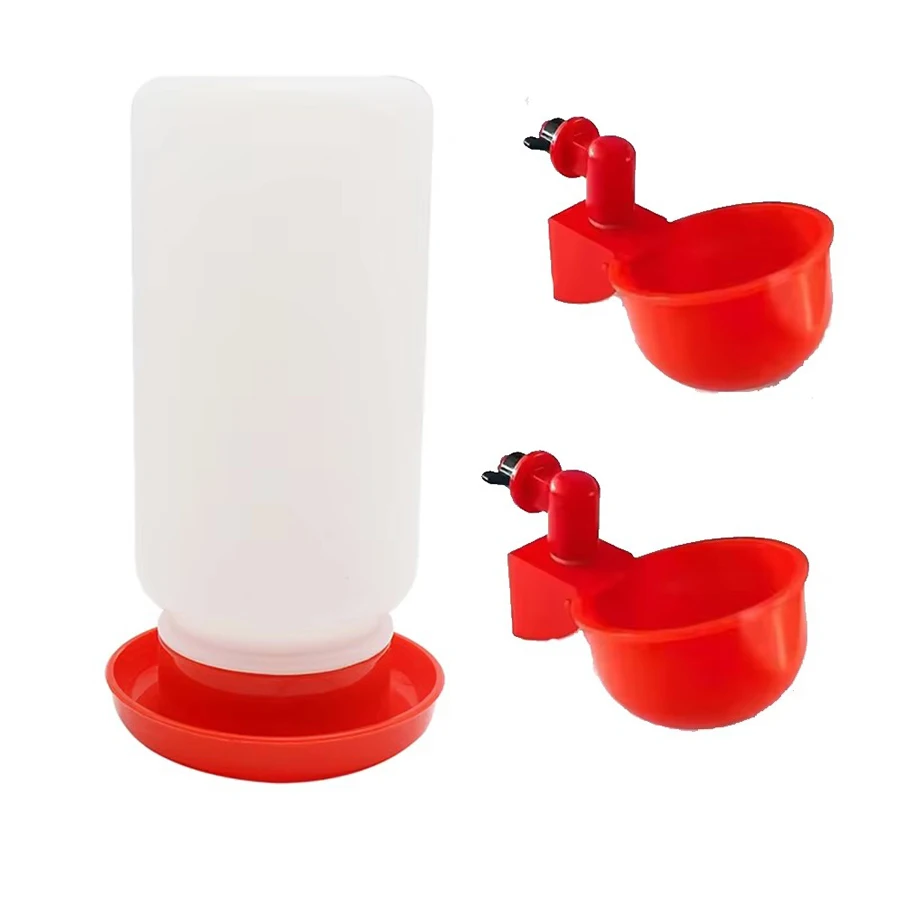 

1 шт. герметичная утолщенная поилка для птицы с 2 шт. чашками для питья для кур, легко устанавливаемый дозатор, аксессуар