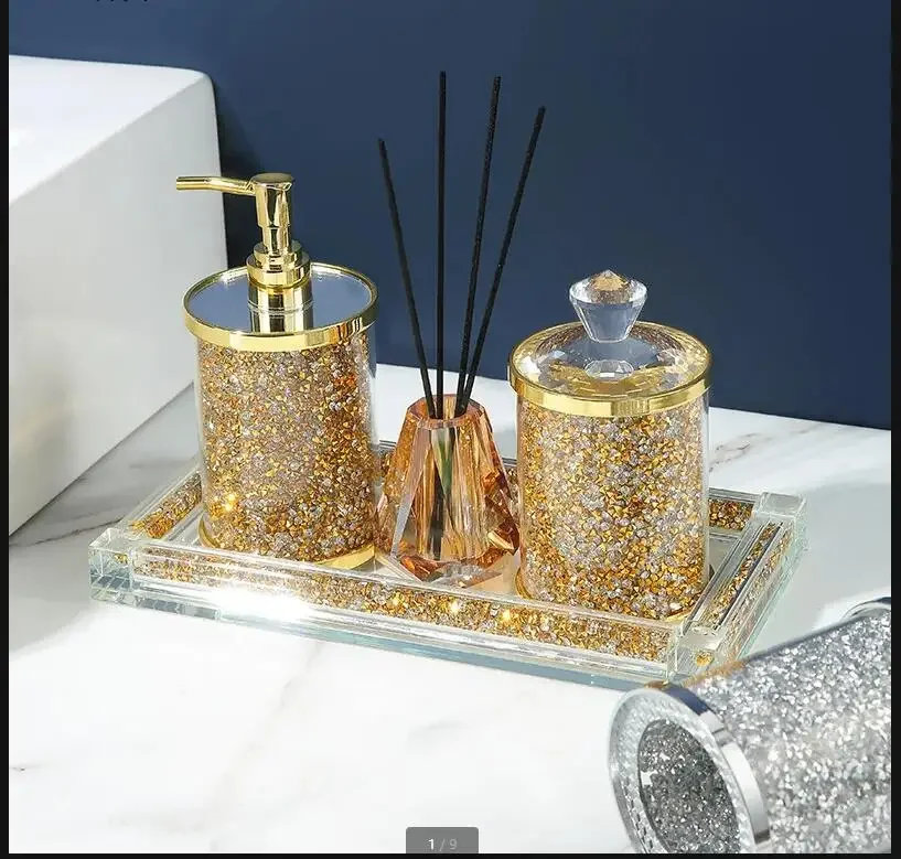 

Стеклянный набор для ванной комнаты, бутылка для лосьона, ватный тампон, дозатор мыла, дезинфицирующее средство для рук, лоток для хранения, резервуар для хранения продуктов в ванной комнате