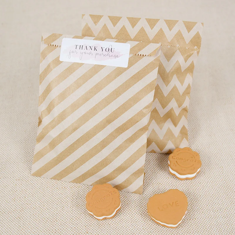 

25Pcs Kraft Paper Wave Dot Bag Candy Cookie Bag Guest Gift Packing Pouch Kids Birthday Party Supplies Wedding Decoration