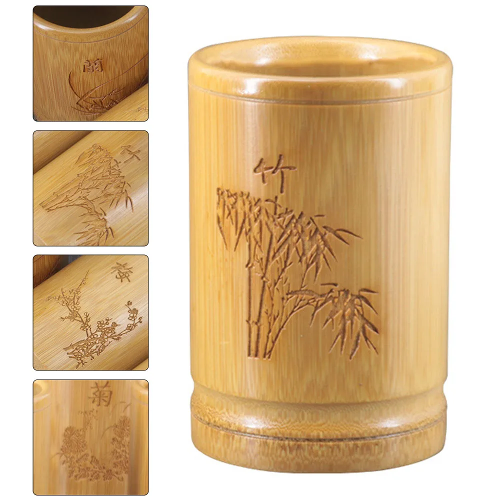 Bamboo Pen Holder, Desktop Stationery Organizer, Pencil Storage Box, Creative Chinese Style Container, Retro Pen Holder