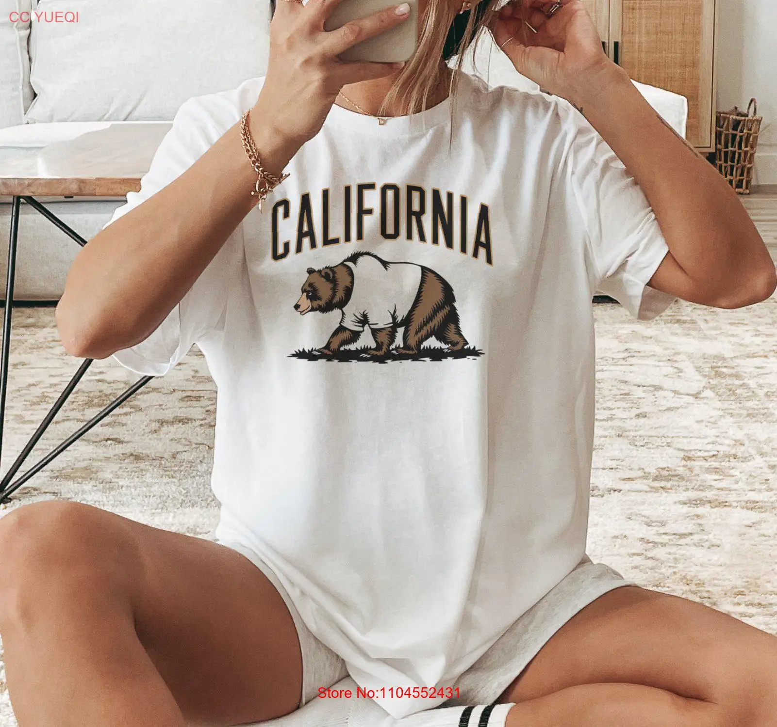 كاليفورنيا الدب تي شيرت جمهورية الدولة الحيوان الساحل الغربي فخر للكاليفورنيا بأكمام طويلة أو قصيرة #1