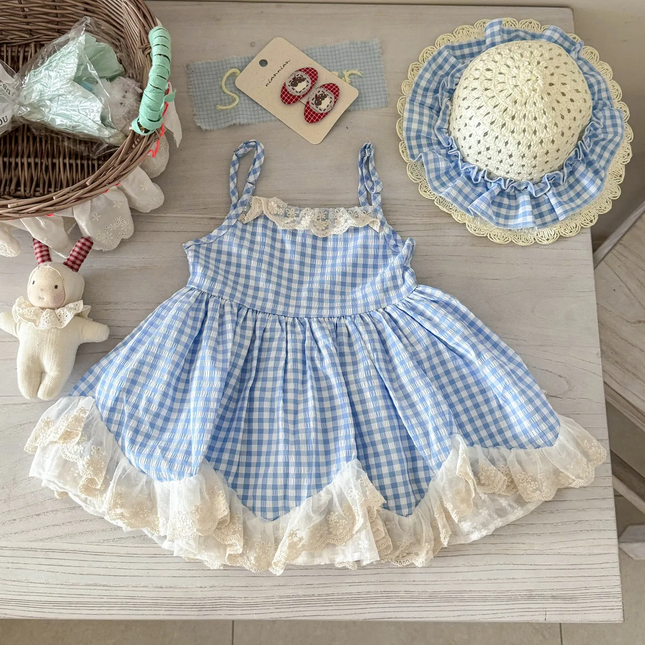 

Girls Summer Plaid Dress Lace Children's Clothing Toddler Girls Dress New Arrival Kids Fashion Dress