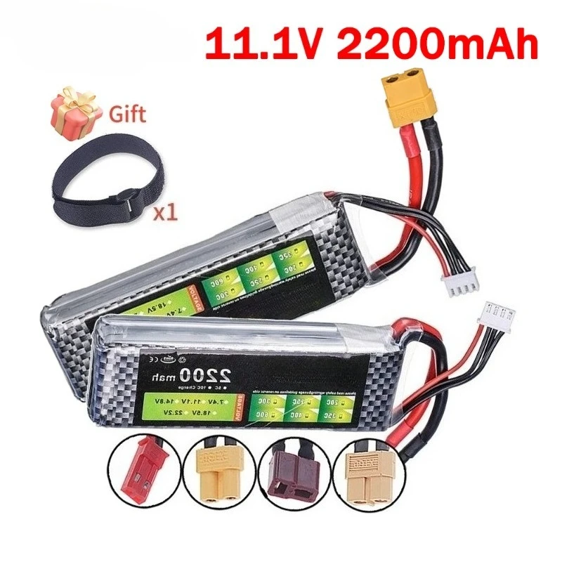 New 2200mAh 11.1V 3S 35C High Rate Rechargeable Battery with XT60/T/JST/XT30 Plugs for RC Airplane Quadcopter Drone Off-road Car