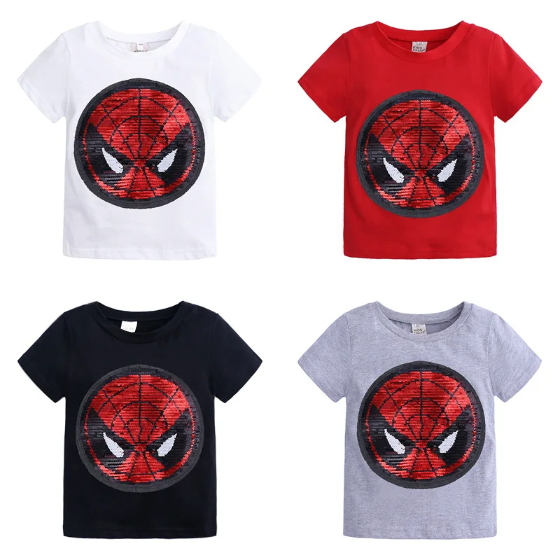 

Summer Baby Clothing Girls Boys T-Shirts 1pcs Magic Sequin Change graph Reversible Cotton Casual Fashion T Shirt Kids Tops Tee