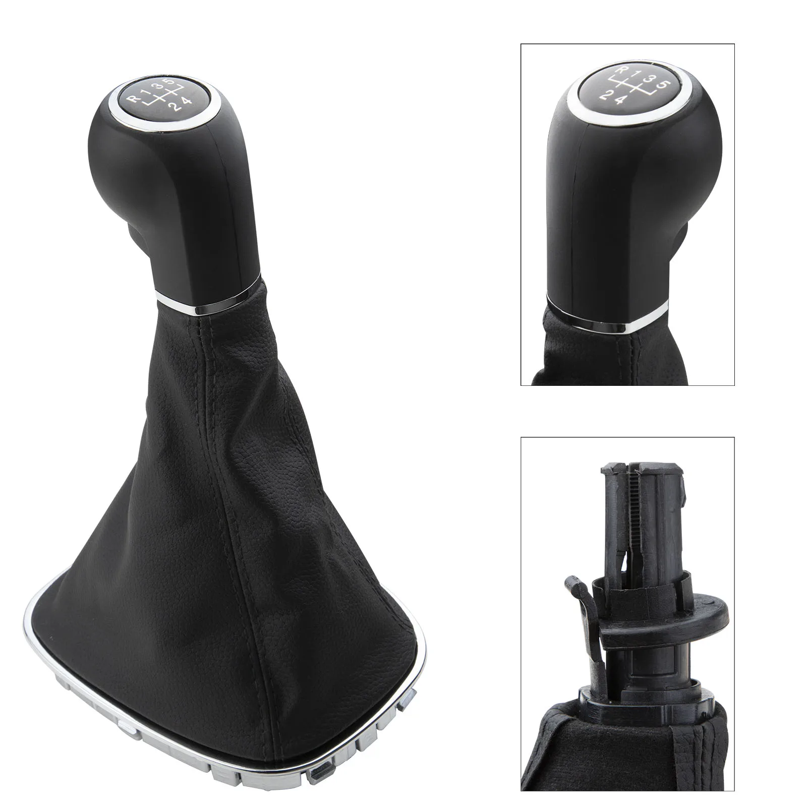 5 Speed Gear Shift Knob Gaitor Boot Manual PU Leather & Plastic For Opel Vauxhall Corsa D S07 E X15