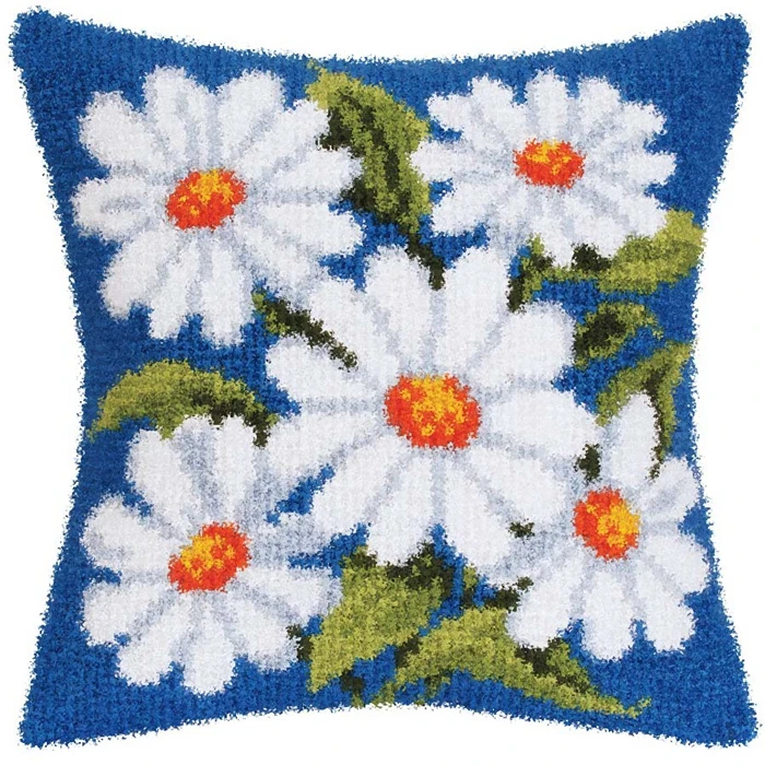 Biedronka Latch Hook Wool Plant Series Pillow Rug Kit DIY Cross Stitch 3D Yarn Embroidery Kits Rug Canvas Carpet Embroidery Gift