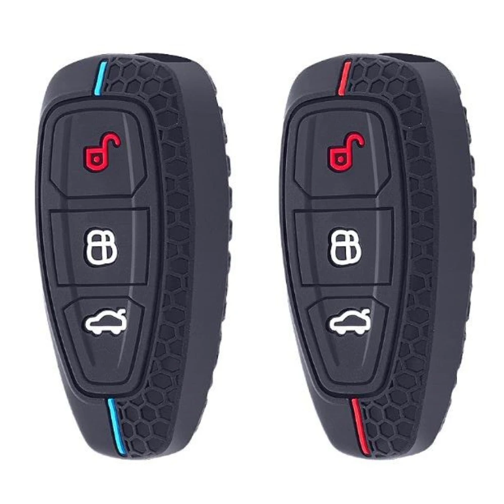 Car Key Pack for Ford ST Line Fiesta Focus Mondeo Ecosport Kuga Puma Edge Escape Metallic Silicone Car Key Fob Case Accessories