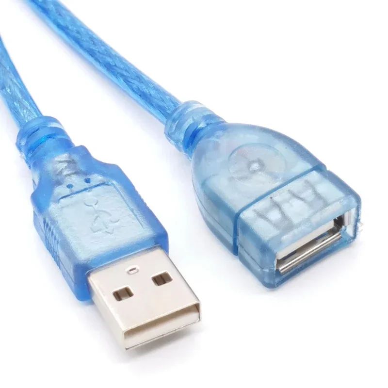 High Speed USB 2.0 Extension Cable 0.3M 1M 2M 3M 5M 10m Transparent Blue Male To Female / male USB Extension Cord Copper cable