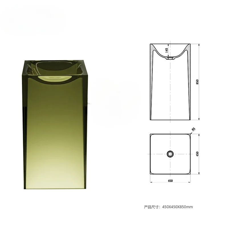 Floor-to-ceiling bathroom hand wash basin Color transparent resin art basin Customized design
