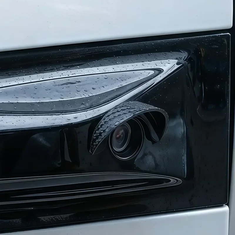 Carbon fiber textured rain cover and waterproof and dustproof sun visor for the rear reversing camera of the car view 3