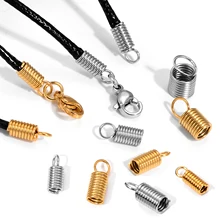50pcs Stainless Steel Spring Crimp Clasps Leather Cord Ends End Caps Connectors For DIY Bracelet Necklace Jewelry Making Finding