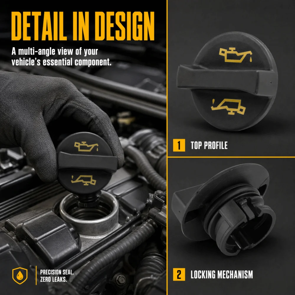 Black Oil Filler Cap ABS 1135010, YS4G‑6766‑AA Engine Oil Lid Oil Filler Cover for Transit / Eco-Sport / Ranger / Fiesta