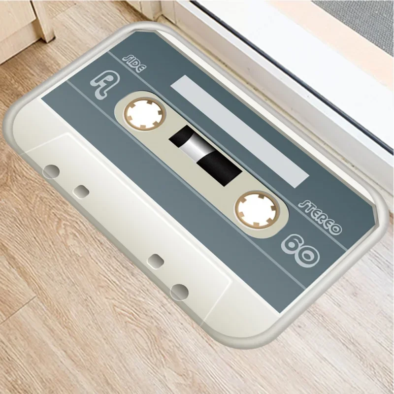 Retro Cassette Tape Door Mat Non-slip Washable Floor Mat for Entryway Living Room Home Decor Vintage Audio 60 Minutes Tape Mat
