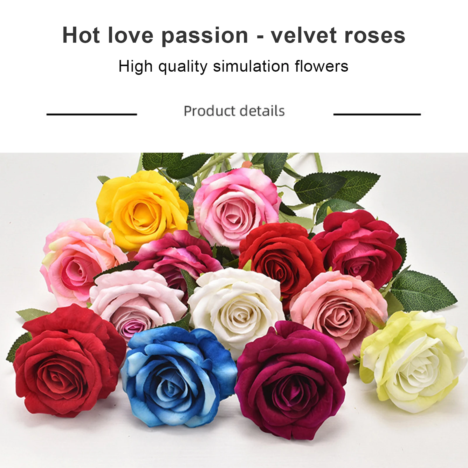 Simulation Velvet Rose Single Flannelette Feel Artificial Roses Bouquet Wedding Party Decoration Valentine's Day Gift Home Decor