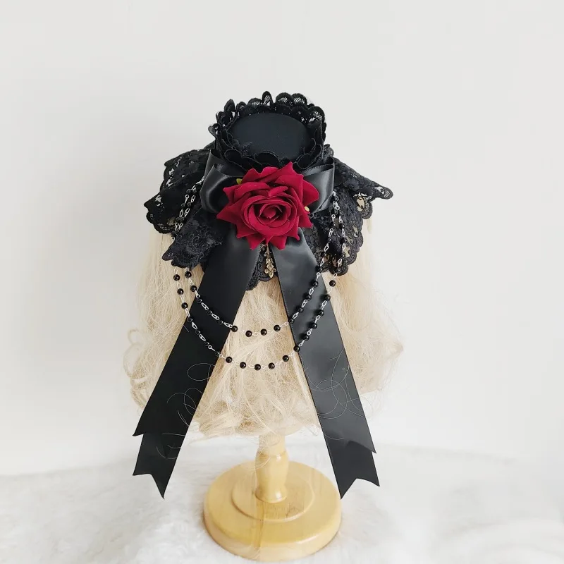 Cappello gotico retrò scuro Copricapo Lolita Accessorio per capelli di Halloween Accessori per feste fotografiche da vampiro europeo